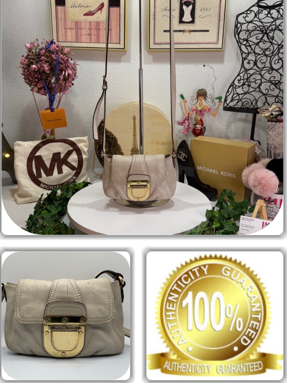 COUTURE MICHAEL KORS CREAM MINI CROSSBODY BAG!